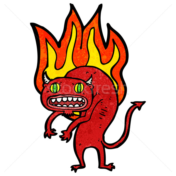 Demon cartoon retro rysunek diabeł potwora Zdjęcia stock © lineartestpilot