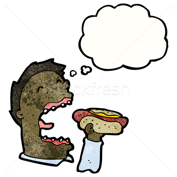 Cartoon man eten hotdog kunst retro Stockfoto © lineartestpilot