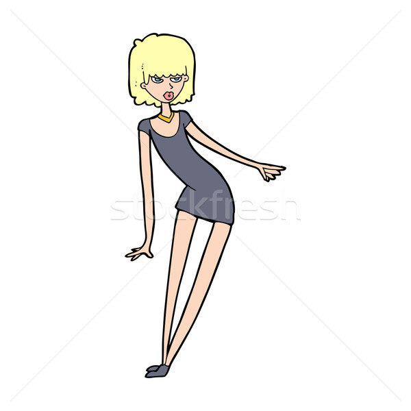 Stock photo: cartoon woman in dress leaning