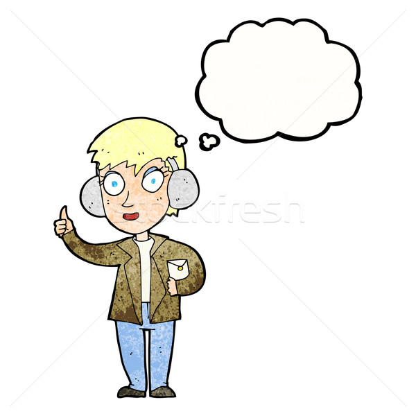 cartoon air force woman with thought bubble Stock photo © lineartestpilot