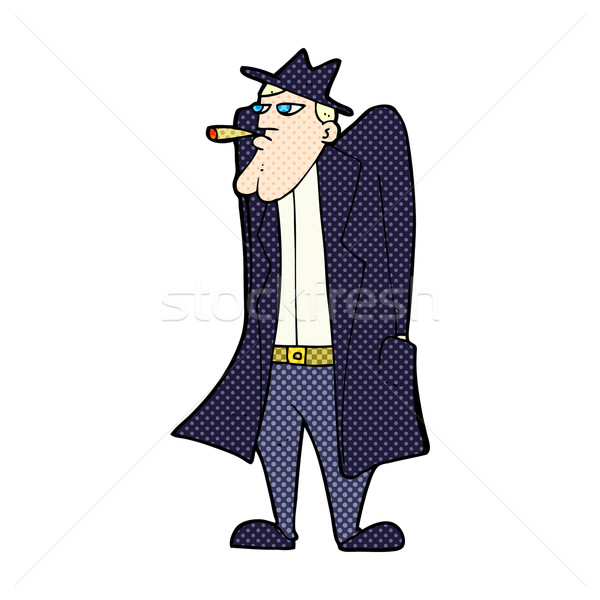 Komiks cartoon człowiek hat okop płaszcz Zdjęcia stock © lineartestpilot