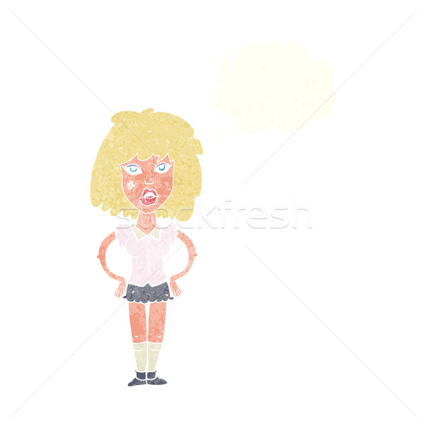 cartoon woman been in fight with thought bubble Stock photo © lineartestpilot
