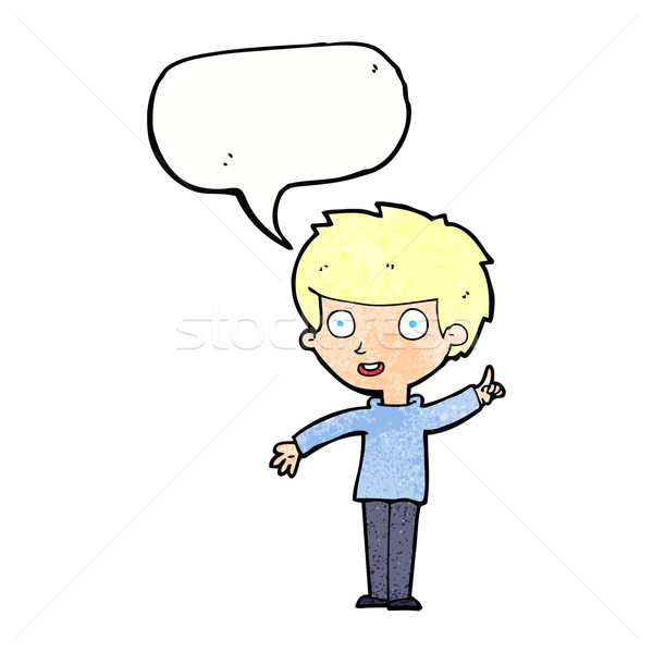 cartoon boy with idea with speech bubble Stock photo © lineartestpilot
