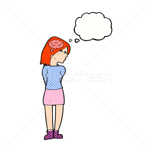 Karikatür zeki kadın düşünce balonu el dizayn Stok fotoğraf © lineartestpilot