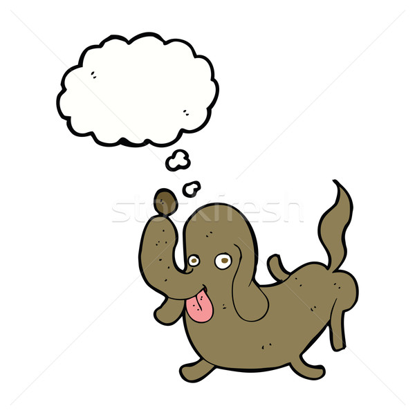 Cartoon hond uit tong gedachte bel hand Stockfoto © lineartestpilot