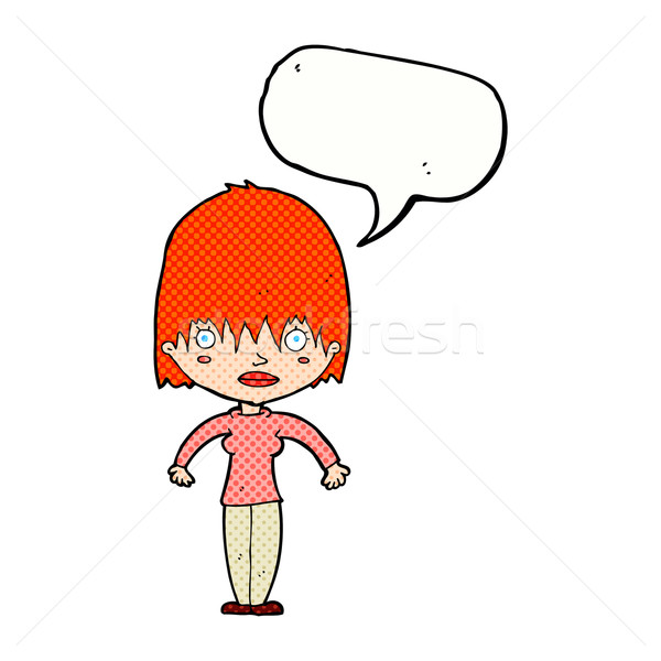Cartoon vrouw staren tekstballon hand ontwerp Stockfoto © lineartestpilot