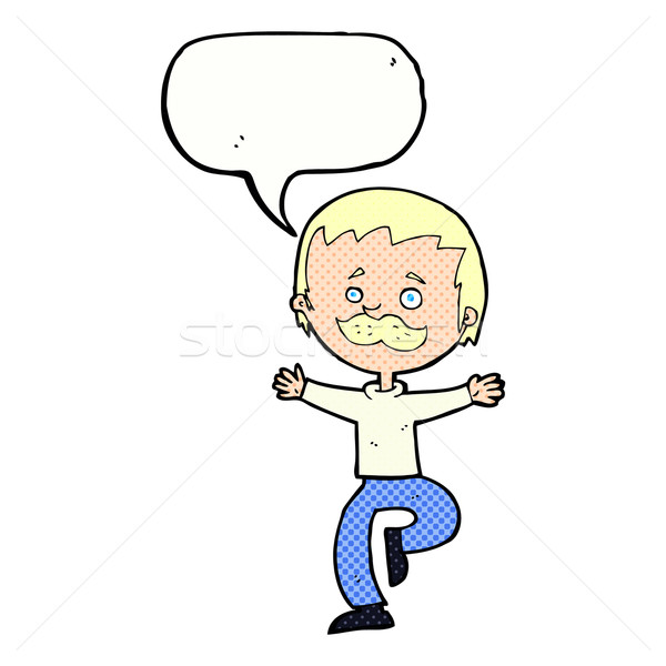 cartoon dancing man with mustache with speech bubble Stock photo © lineartestpilot