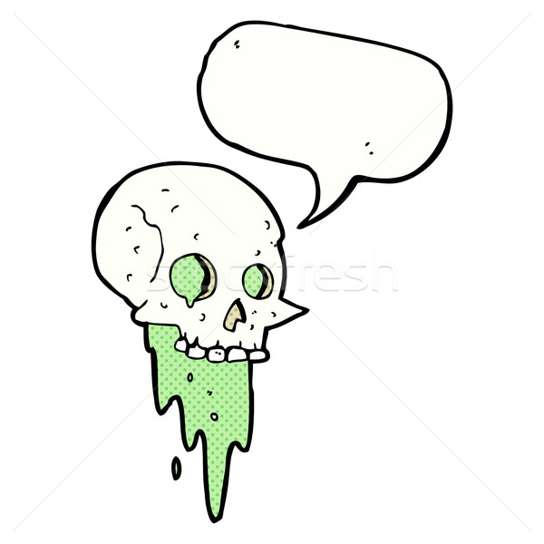 gross halloween skull cartoon with speech bubble Stock photo © lineartestpilot