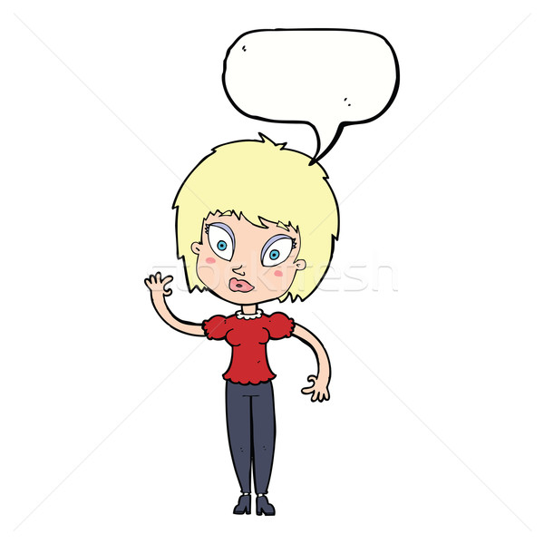 Cartoon довольно девушки речи пузырь женщину стороны Сток-фото © lineartestpilot