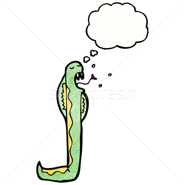 Desenho animado venenoso serpente retro pensando desenho Foto stock © lineartestpilot