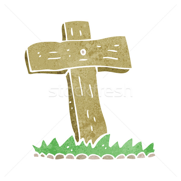 cartoon wooden cross grave Stock photo © lineartestpilot