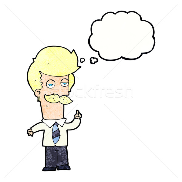 Cartoon snor uitleggen gedachte bel hand man Stockfoto © lineartestpilot
