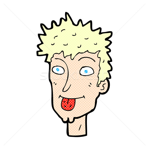 comic cartoon man sticking out tongue Stock photo © lineartestpilot