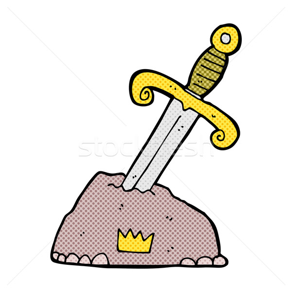 comic cartoon sword in stone Stock photo © lineartestpilot