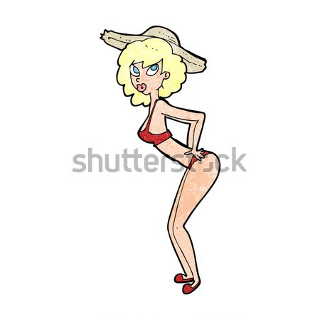 комического Cartoon сексуальная женщина купальник ретро Сток-фото © lineartestpilot