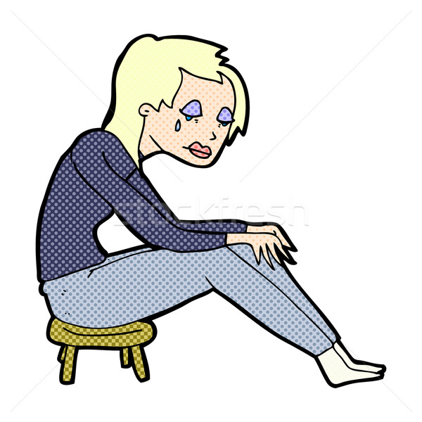 [[stock_photo]]: Dessinées · cartoon · pleurer · femme · rétro