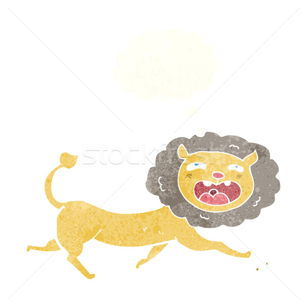 Cartoon lion bulle de pensée main design art [[stock_photo]] © lineartestpilot