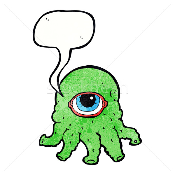 cartoon alien head with speech bubble Stock photo © lineartestpilot