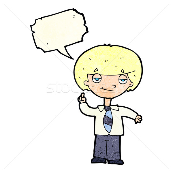 cartoon school boy answering question with speech bubble Stock photo © lineartestpilot