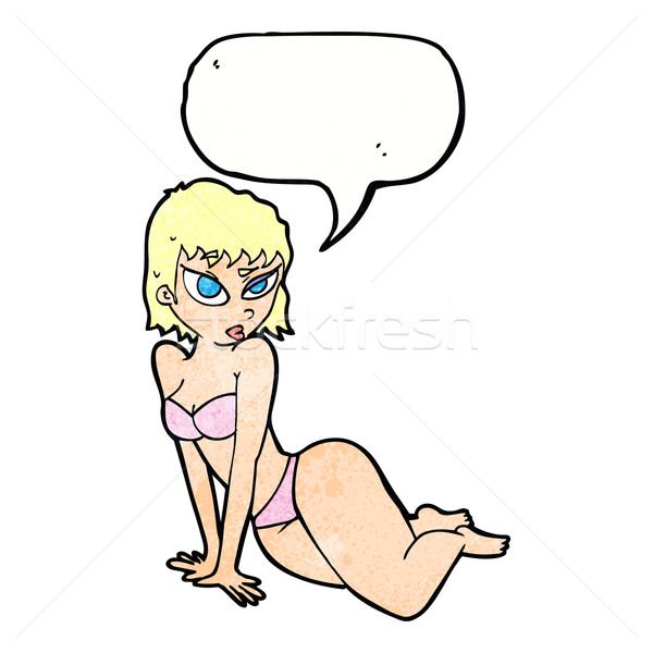 Rajz szexi nő alsónemű szövegbuborék kéz szexi Stock fotó © lineartestpilot