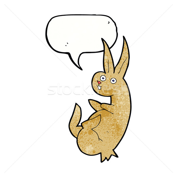 cue cartoon rabbit with speech bubble Stock photo © lineartestpilot