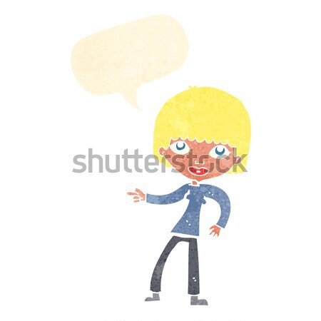 cartoon woman pointing with speech bubble Stock photo © lineartestpilot