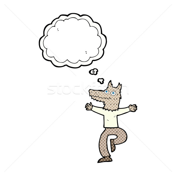 cartoon wolf man with thought bubble Stock photo © lineartestpilot