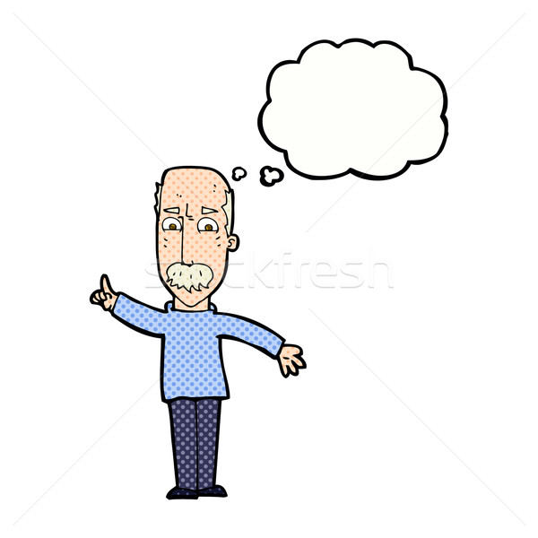 Cartoon homme poupe avertissement bulle de pensée main Photo stock © lineartestpilot