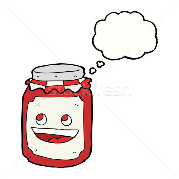 Stock photo: cartoon jar of preserve with thought bubble