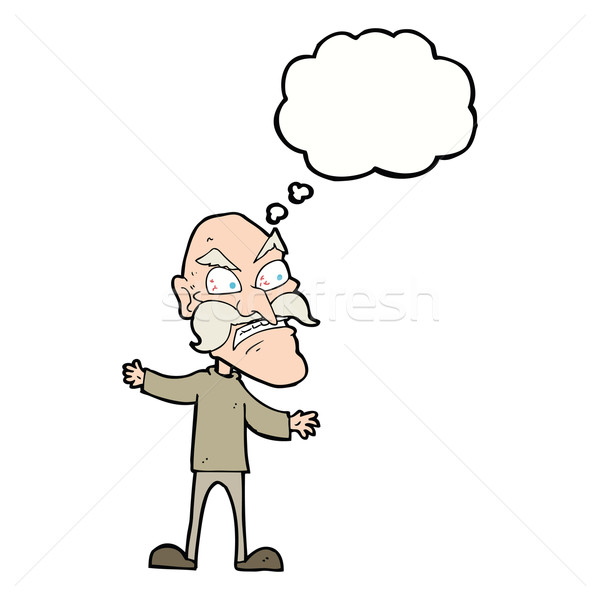 cartoon angry old man with thought bubble Stock photo © lineartestpilot