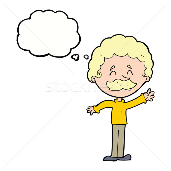 Desenho animado homem bigode balão de pensamento mão Foto stock © lineartestpilot