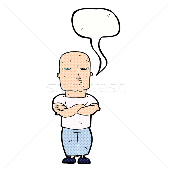 Karikatur zäh guy Sprechblase Hand Mann Stock foto © lineartestpilot