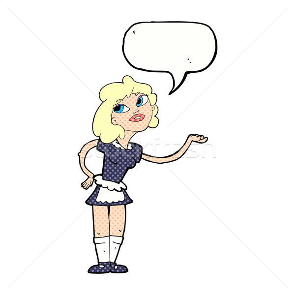 cartoon waitress serving with speech bubble Stock photo © lineartestpilot