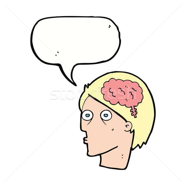 cartoon head with brain symbol with speech bubble Stock photo © lineartestpilot