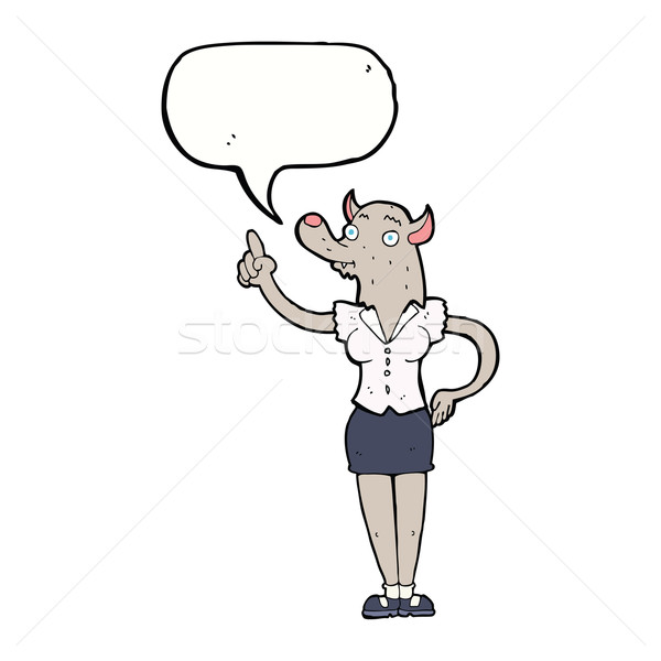 Cartoon loup-garou femme idée bulle main Photo stock © lineartestpilot