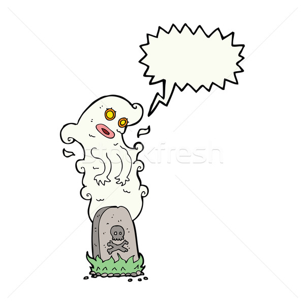 cartoon ghost rising from grave with speech bubble Stock photo © lineartestpilot