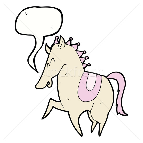cartoon prancing horse with speech bubble Stock photo © lineartestpilot