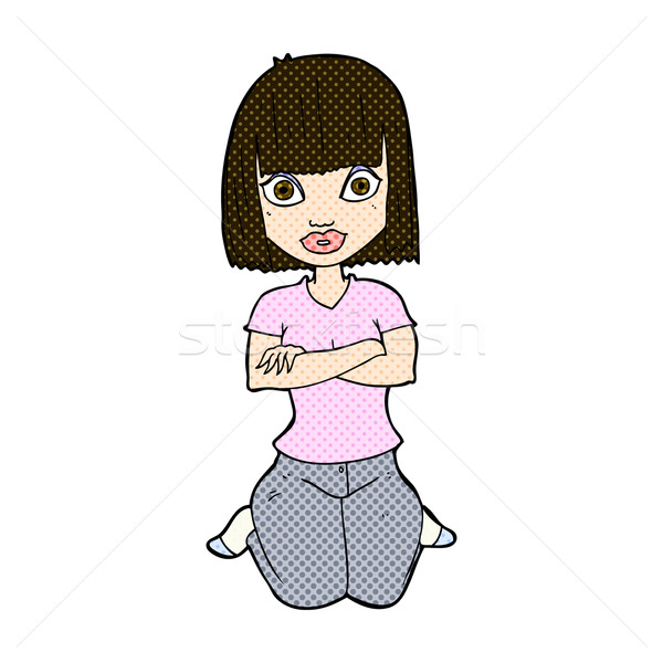 comic cartoon woman kneeling Stock photo © lineartestpilot