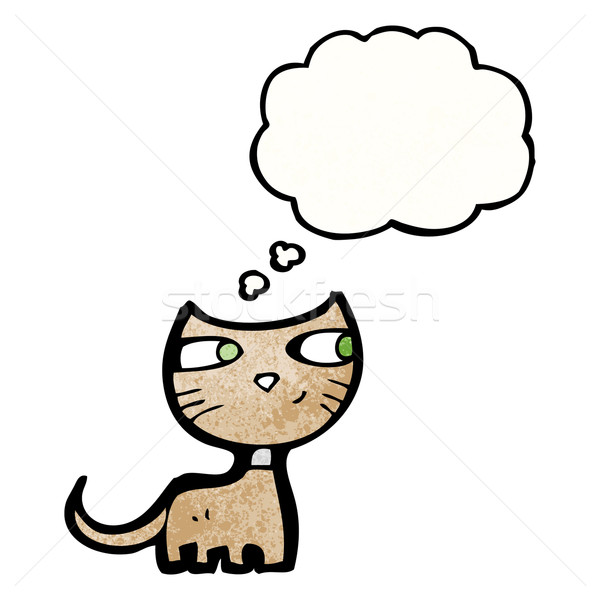 Stok fotoğraf: Karikatür · kedi · düşünce · balonu · konuşma · Retro · düşünme