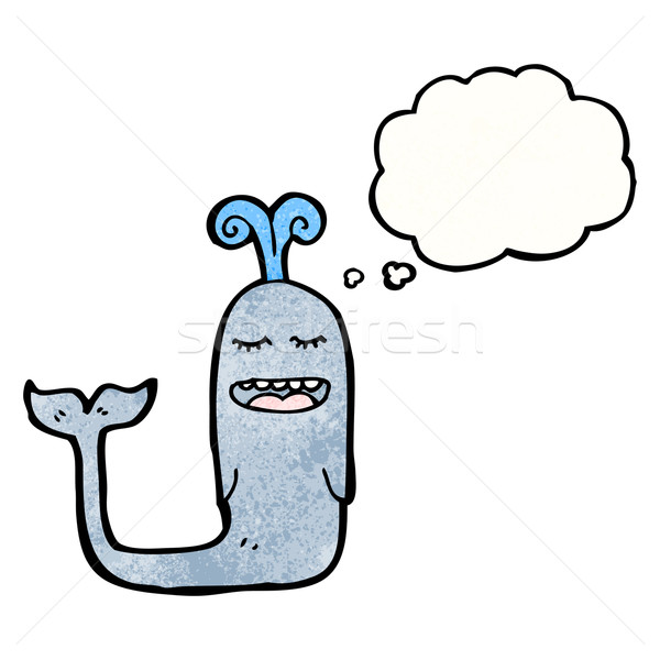 Delfin bubble myśl cartoon mówić retro myślenia Zdjęcia stock © lineartestpilot