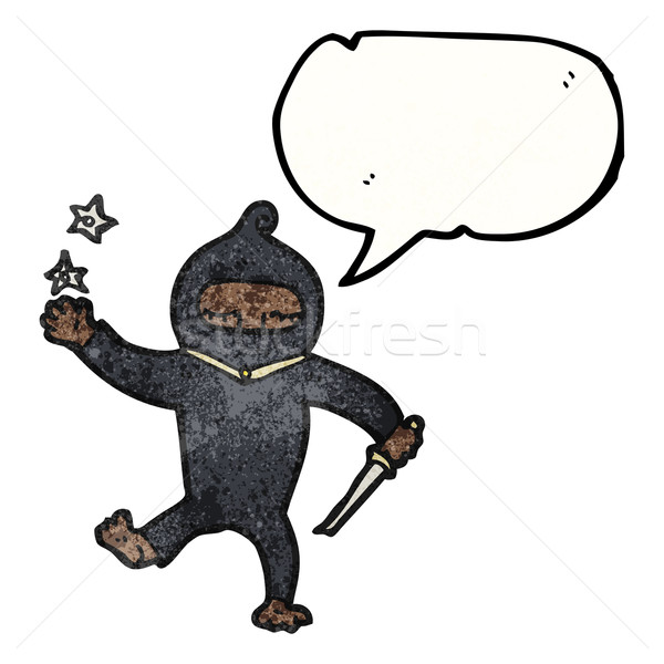 Karikatür ninja sanat Retro çizim sevimli Stok fotoğraf © lineartestpilot