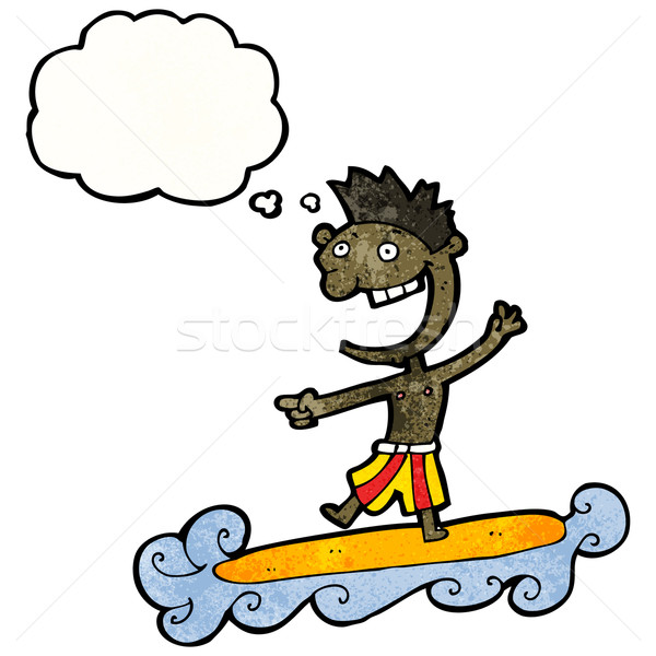 Cartoon surfer fat retro tekening idee Stockfoto © lineartestpilot