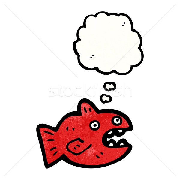 Desen animat piranha peşte retro balon desen Imagine de stoc © lineartestpilot
