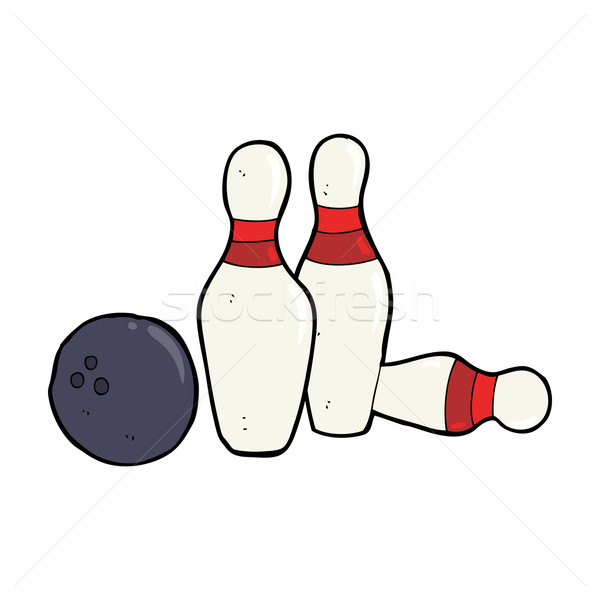 Desen animat bowling ball mână proiect nebun bowling Imagine de stoc © lineartestpilot