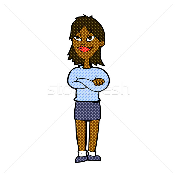 [[stock_photo]]: Dessinées · cartoon · fier · femme · rétro