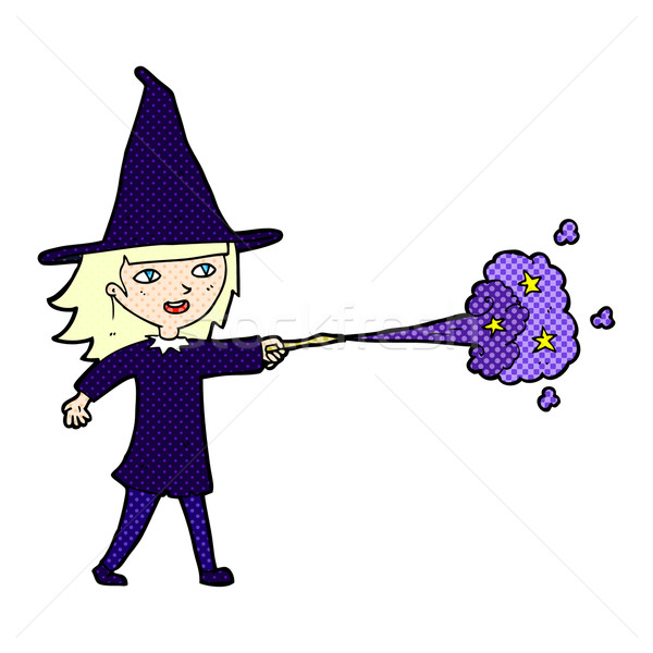 comic cartoon witch girl casting spell Stock photo © lineartestpilot