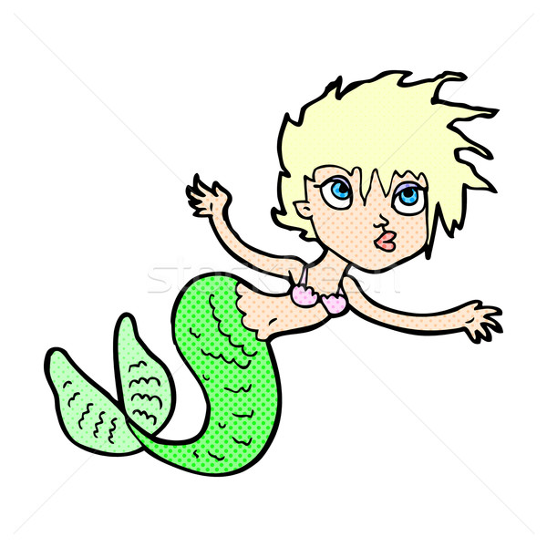 Cômico desenho animado sereia retro estilo Foto stock © lineartestpilot