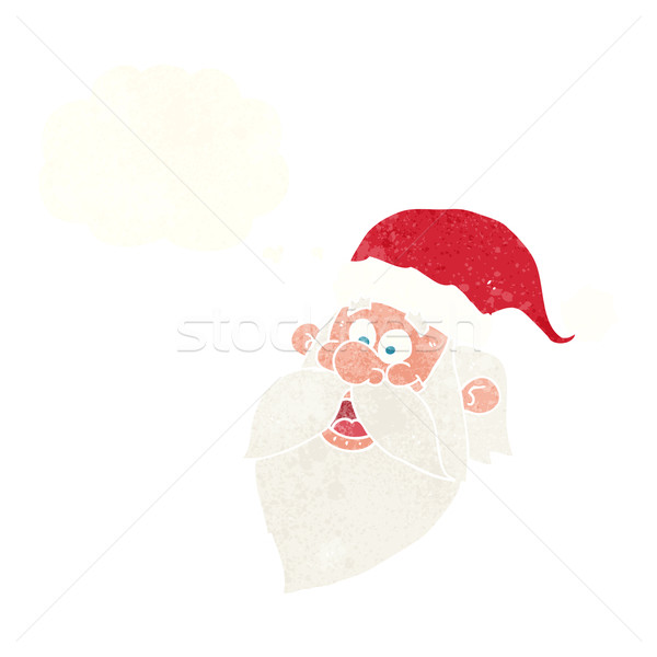 cartoon jolly santa claus face with thought bubble Stock photo © lineartestpilot