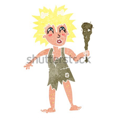 cartoon woman with thought bubble and swamp monster Stock photo © lineartestpilot