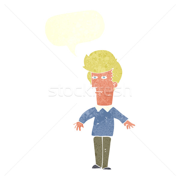 Cartoon подозрительный человека речи пузырь стороны глазах Сток-фото © lineartestpilot